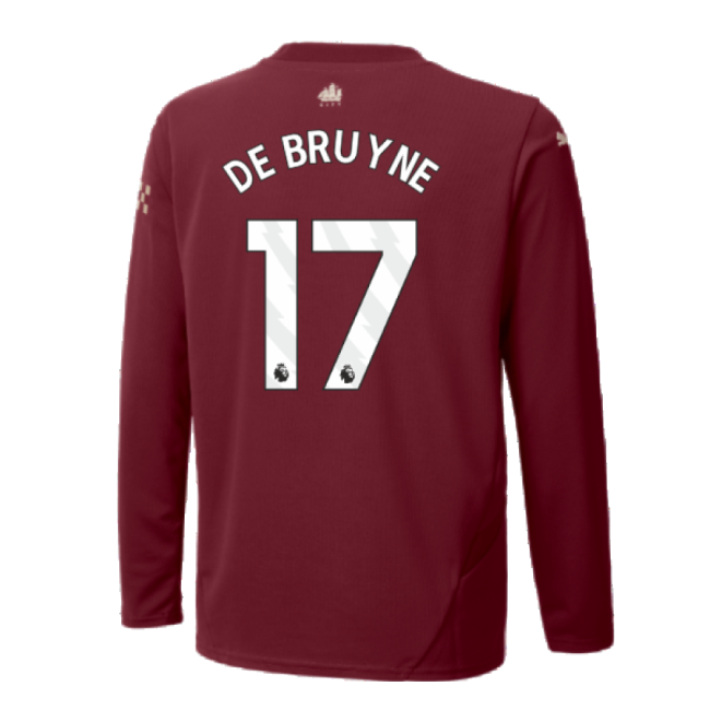 2024-2025 Man City Third Long Sleeve Shirt (Kids) (De Bruyne 17)-The Soccer Shirt Hub