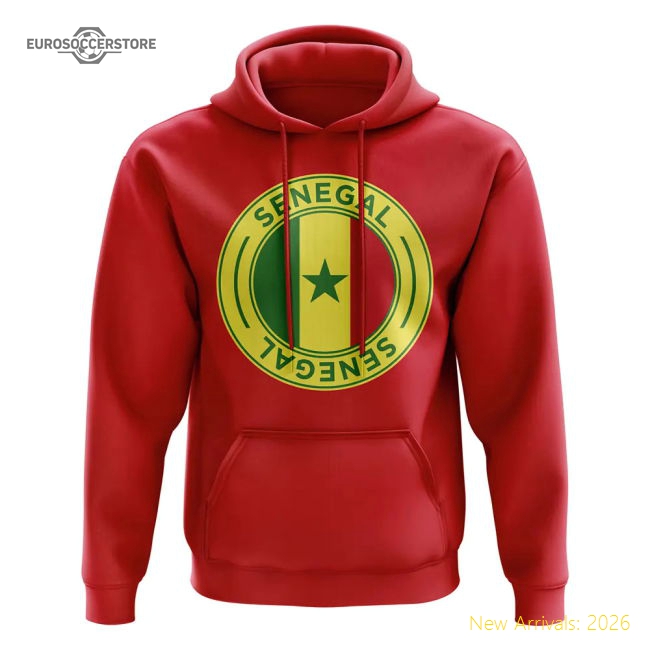 Senegal Football Badge Hoodie (Red)-The Soccer Shirt Hub
