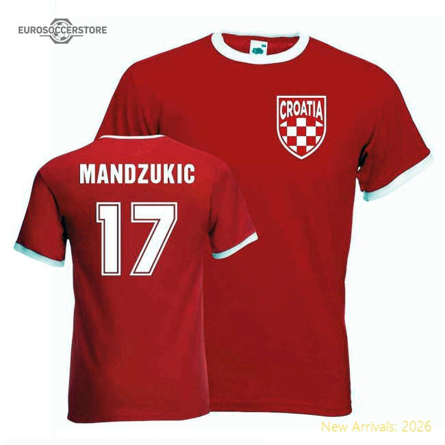 Mario Mandzukic Croatia Ringer Tee (red)-The Soccer Shirt Hub