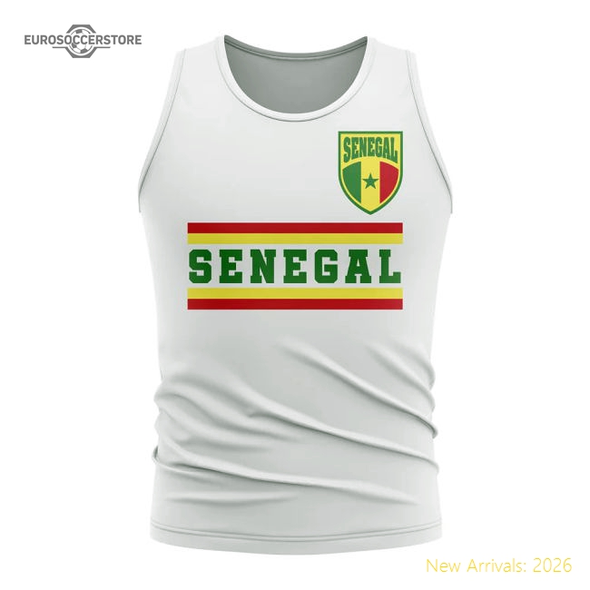 Senegal Core Football Country Sleeveless Tee (White)-The Soccer Shirt Hub