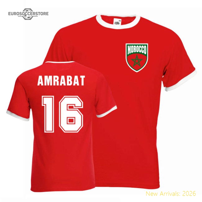 Nordin Amrabat Morocco Ringer Tee (red)-The Soccer Shirt Hub