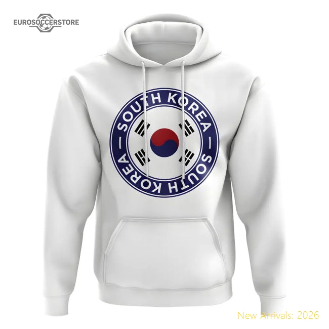 South Korea Football Badge Hoodie (White)-The Soccer Shirt Hub
