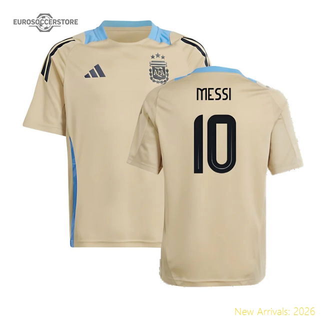 2024-2025 Argentina Training Jersey (Hazy Beige) - Kids (MESSI 10)-The Soccer Shirt Hub