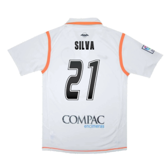 Valencia 2007-08 Home Shirt ((Excellent) S) (Silva 21)-The Soccer Shirt Hub
