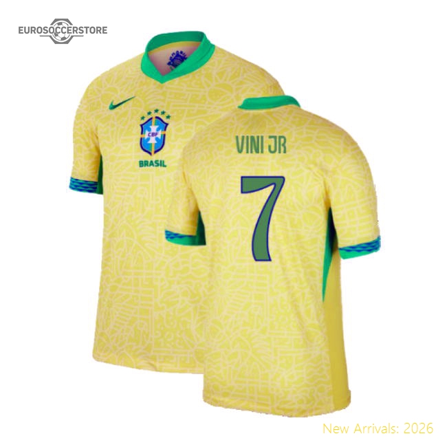 2024-2025 Brazil Home Shirt (Vini JR 7)-The Soccer Shirt Hub