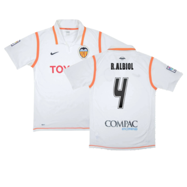 Valencia 2007-08 Home Shirt ((Excellent) S) (R.Albiol 4)-The Soccer Shirt Hub