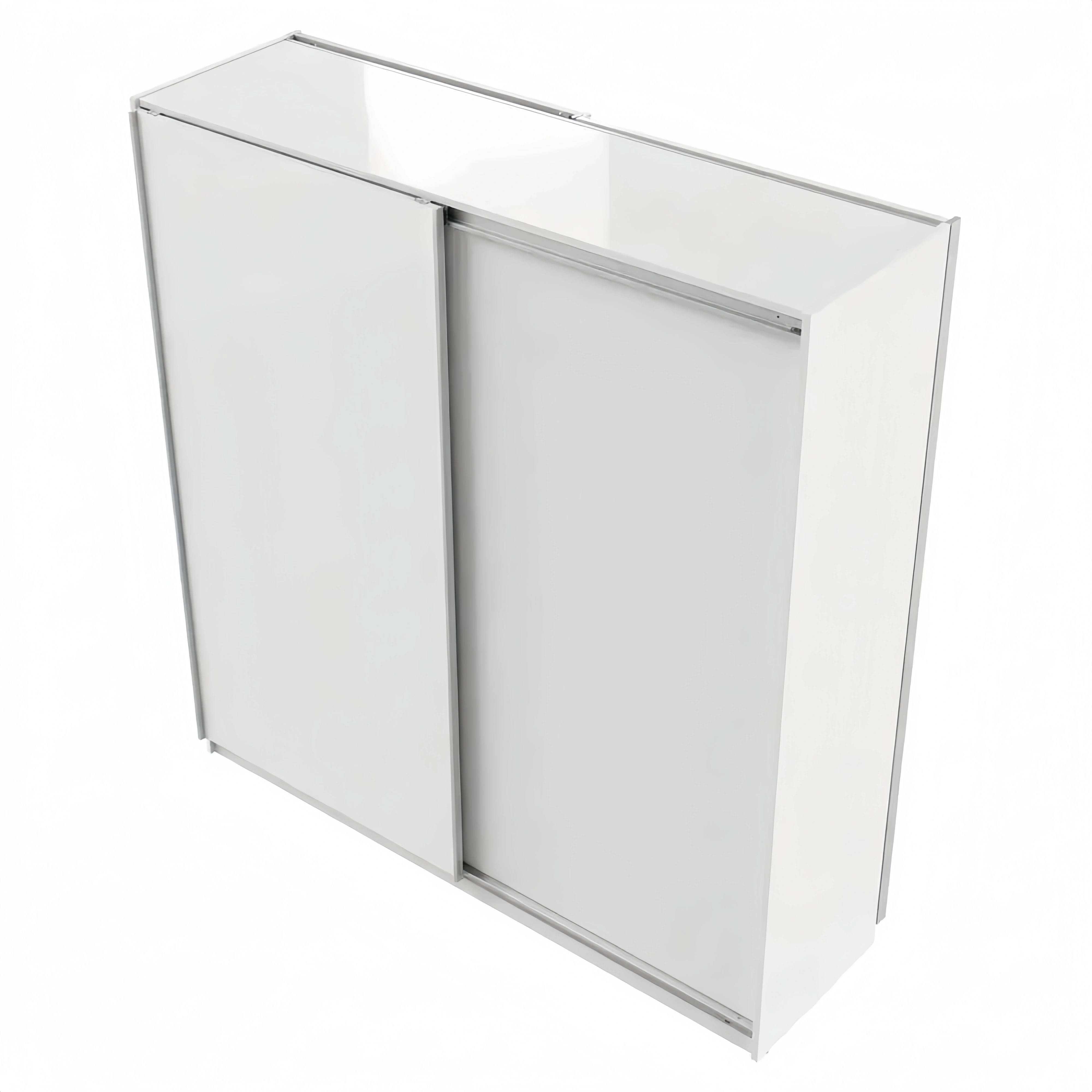 Armario Moderno con Puertas Correderas, 2 Puertas, Estantes y Barra, Blanco Brillante, 200x210x61 cm