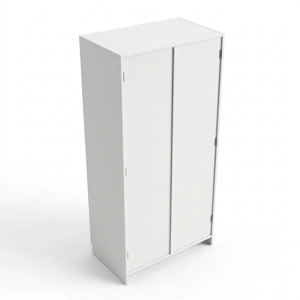 Armario Blanco 90 x 52 x 200 cm con Barra y 2 Puertas, Elegante y Duradero, Montaje Fácil