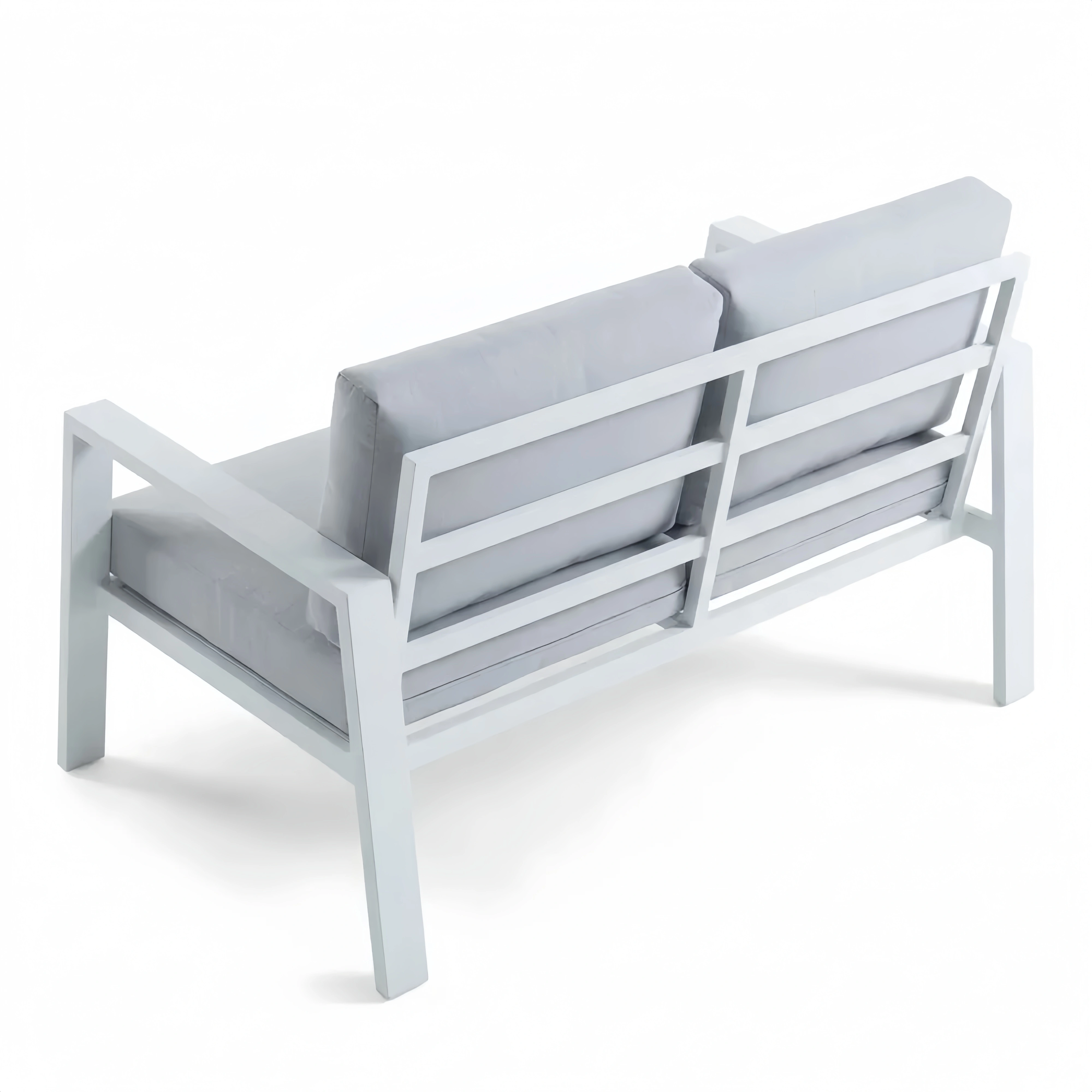 Sofá Exterior de Aluminio Blanco para Jardín, 2 Plazas