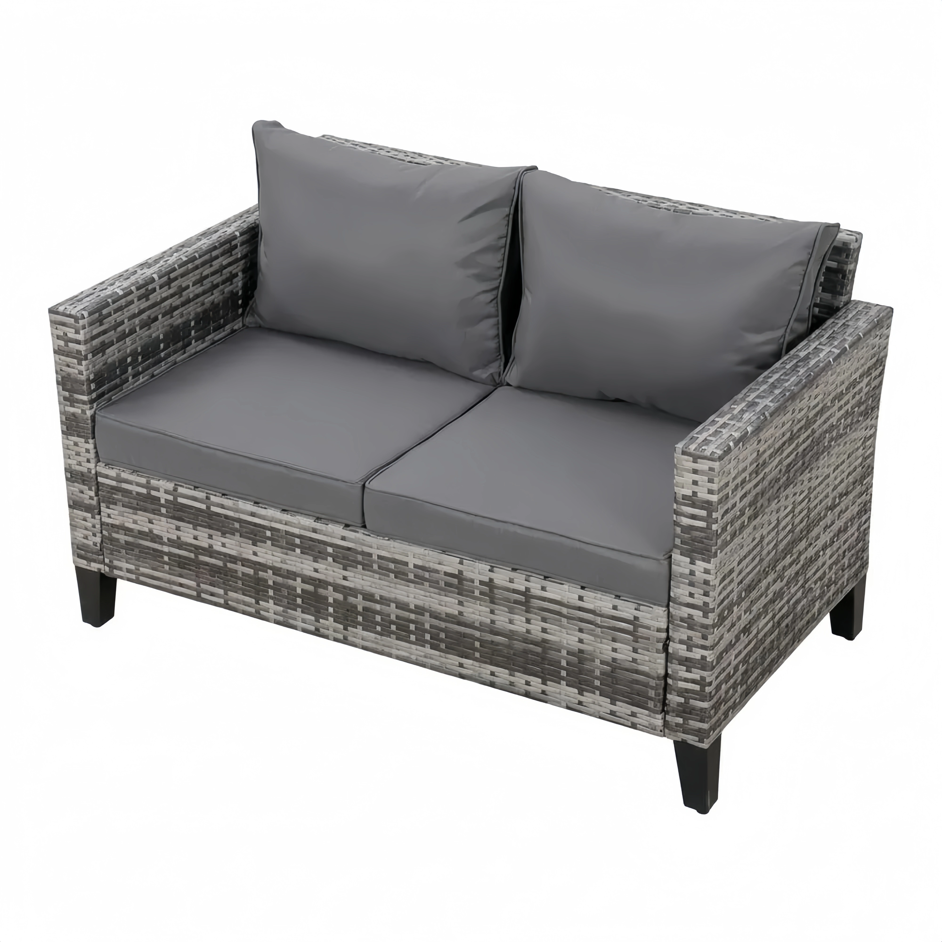 Sofás de jardín modulares de ratán para terraza y patio, color gris, 2 plazas