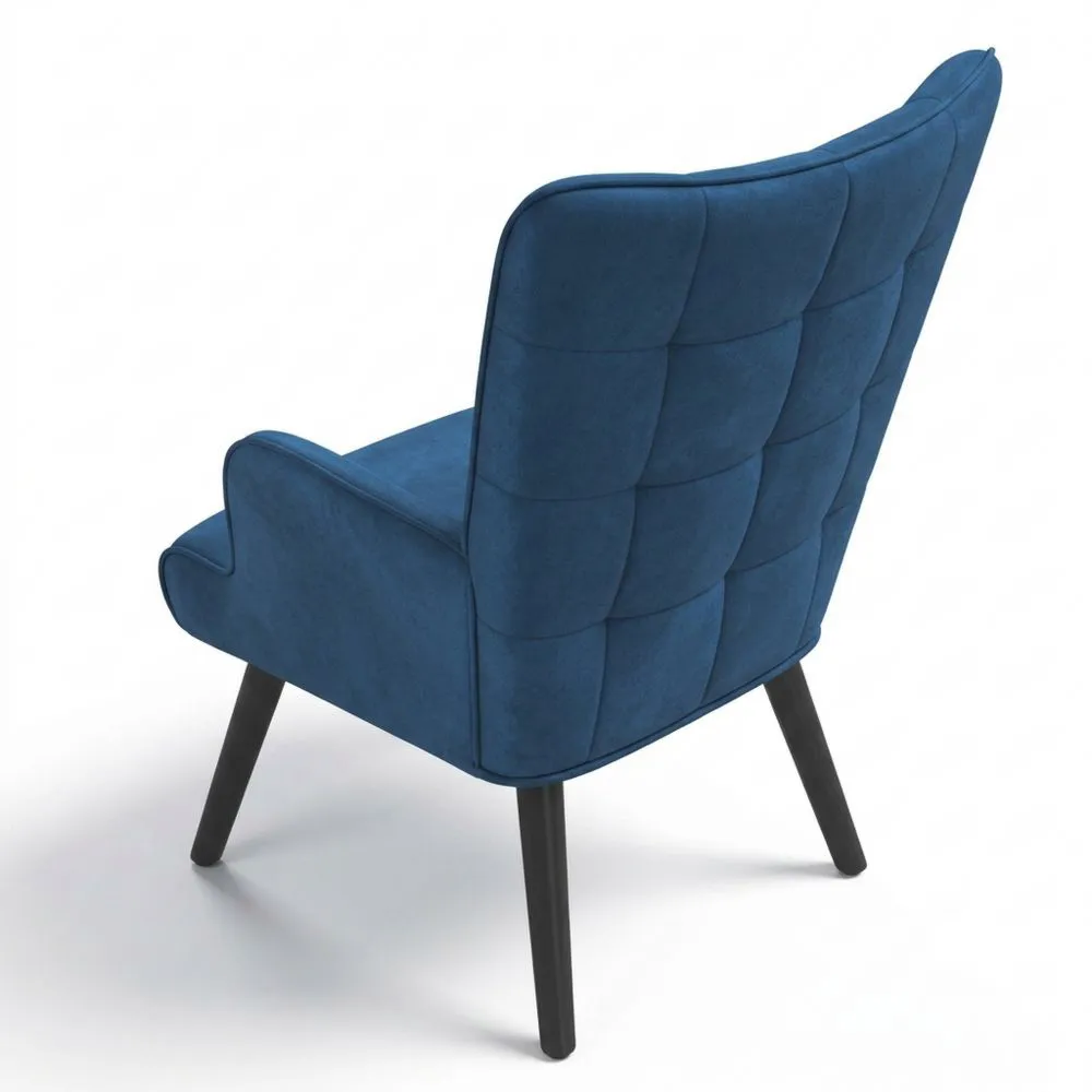 Sillón escandinavo de terciopelo azul