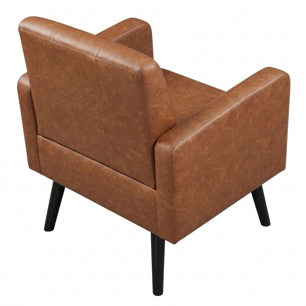 Sillón Relax de PU con Respaldo Alto y Patas de Madera