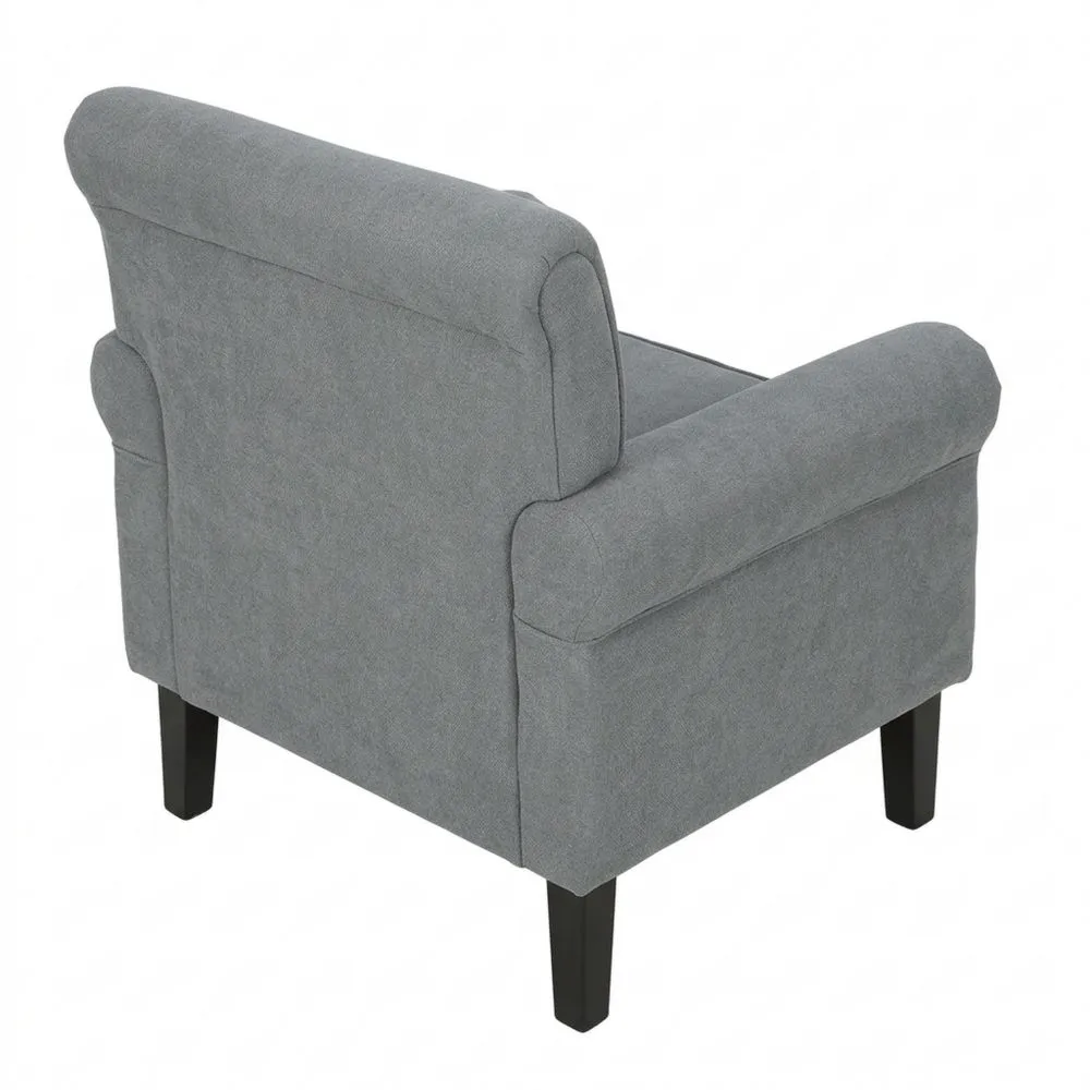 Sillón de Sala Tapizado en Tela con Reposabrazos, Cojín Lavable, Patas de Madera, Estilo Moderno, Carga 150 kg, Color Gris Oscuro