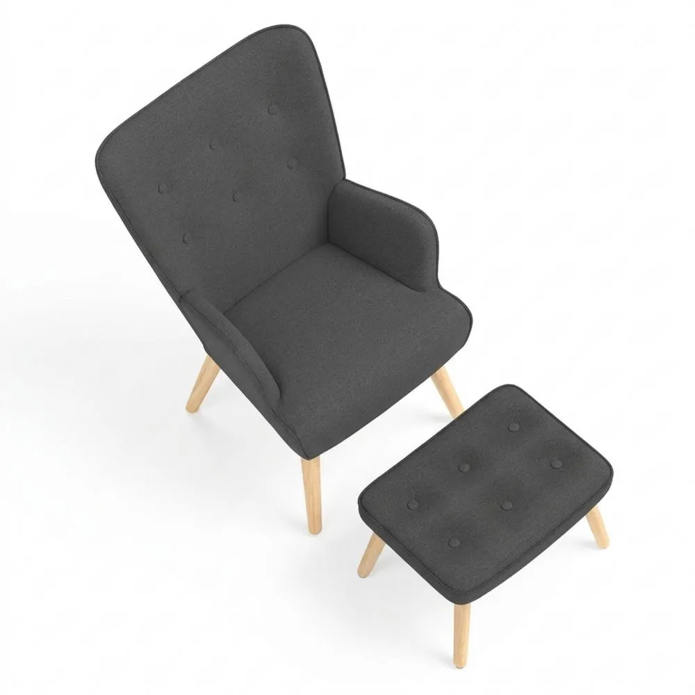 Sillón Escandinavo con Reposapiés Gris Antracita