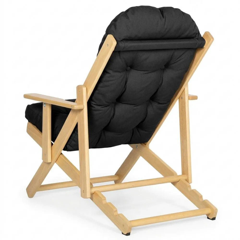Silla Reclinable Plegable de Madera con Cojín Acolchado