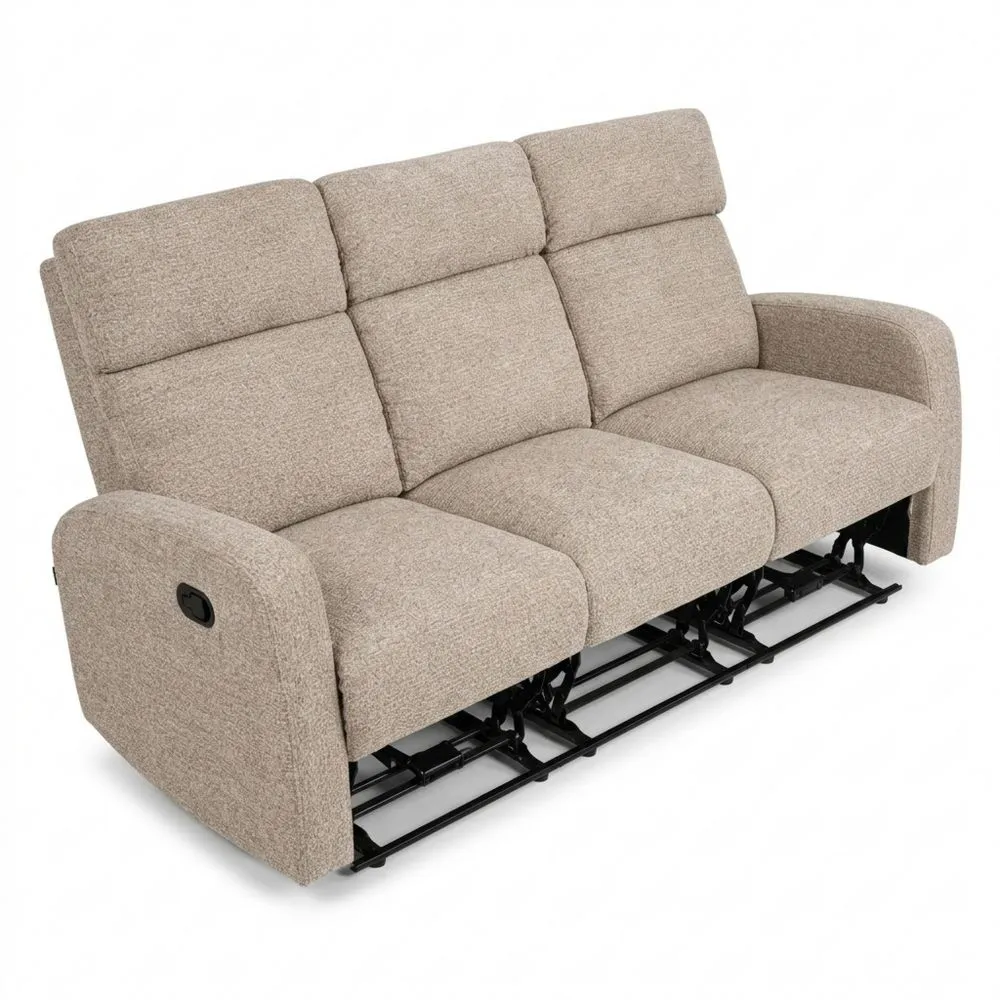 Sofá Reclinable Suave de 3 Plazas con Palanca Manual y Espuma de Alta Resiliencia