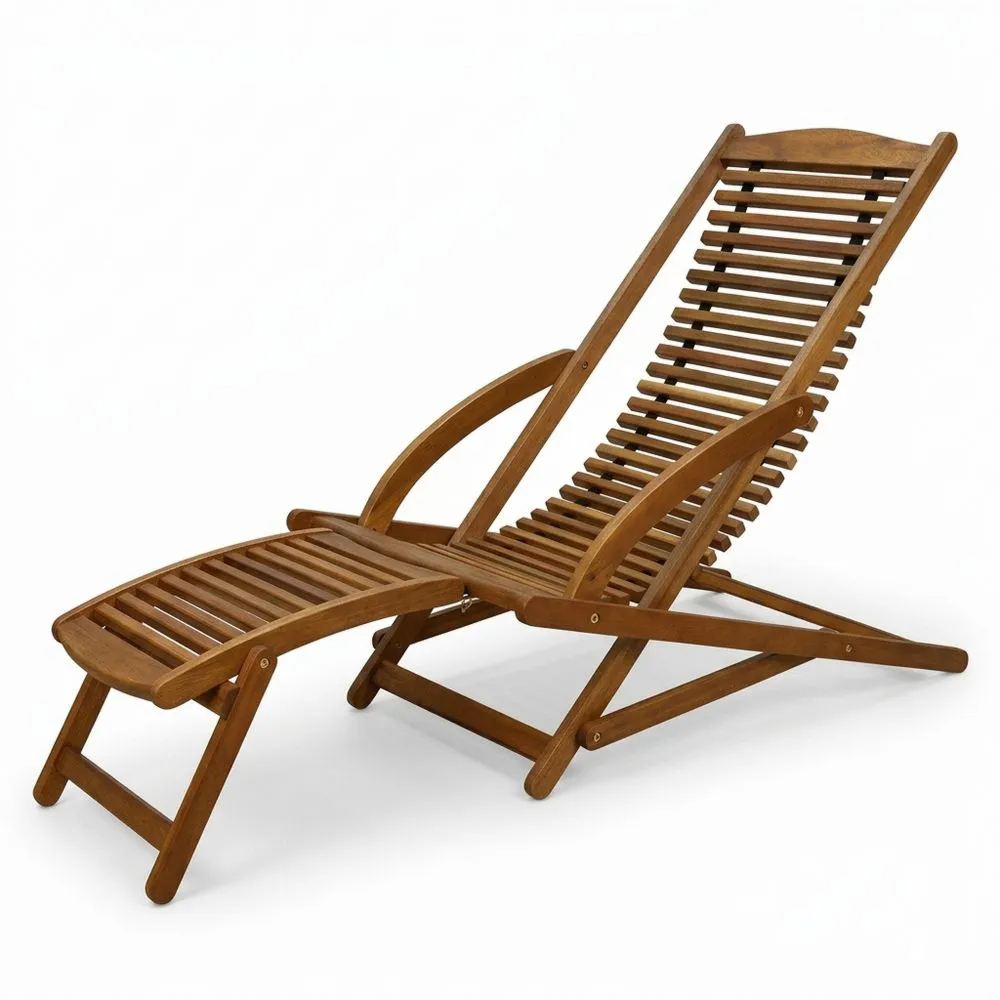 Tumbonas de Madera de Acacia con Cojín Ergonómico y Función Mecedora