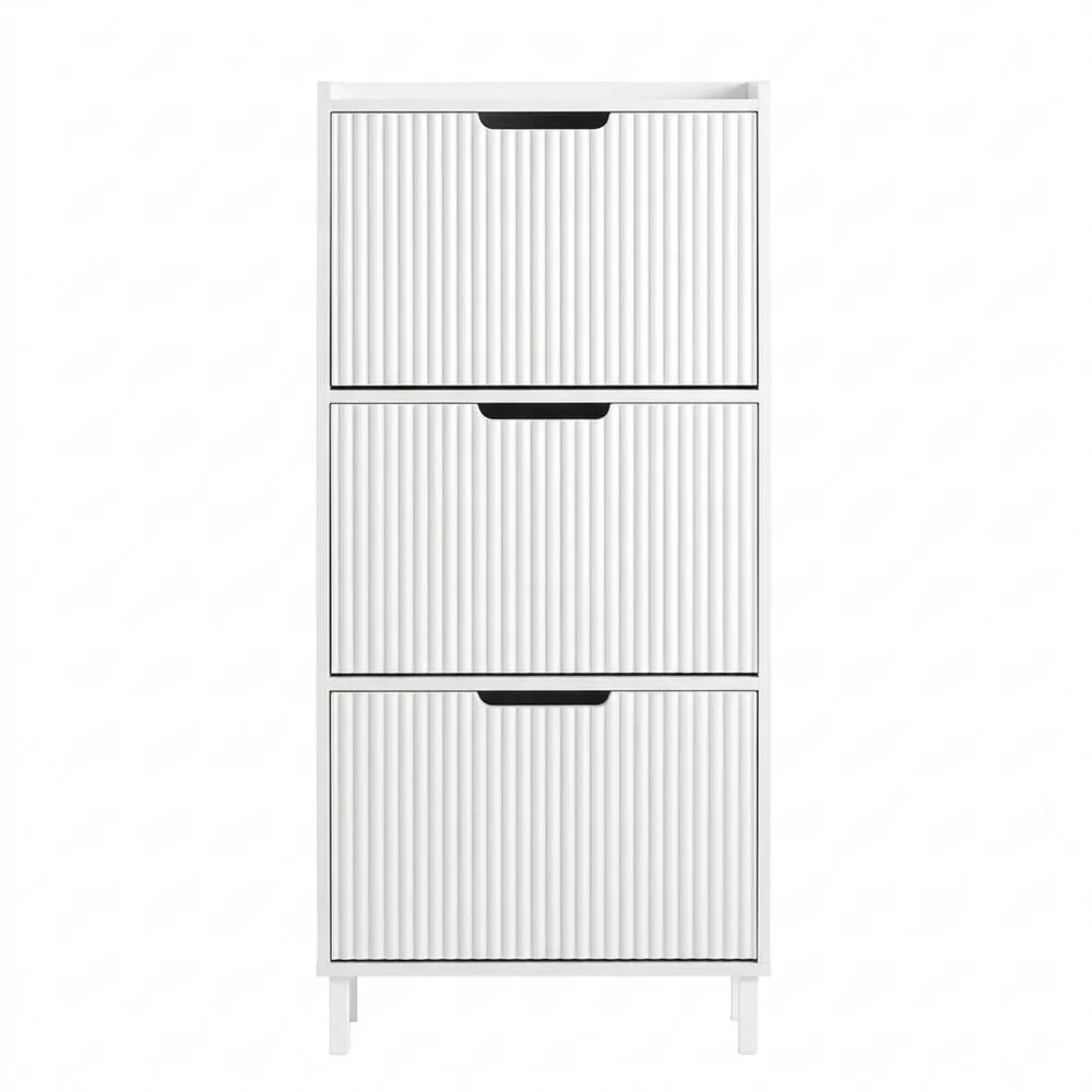 Zapatero Blanco Estrecho con 3 Puertas para Pasillos