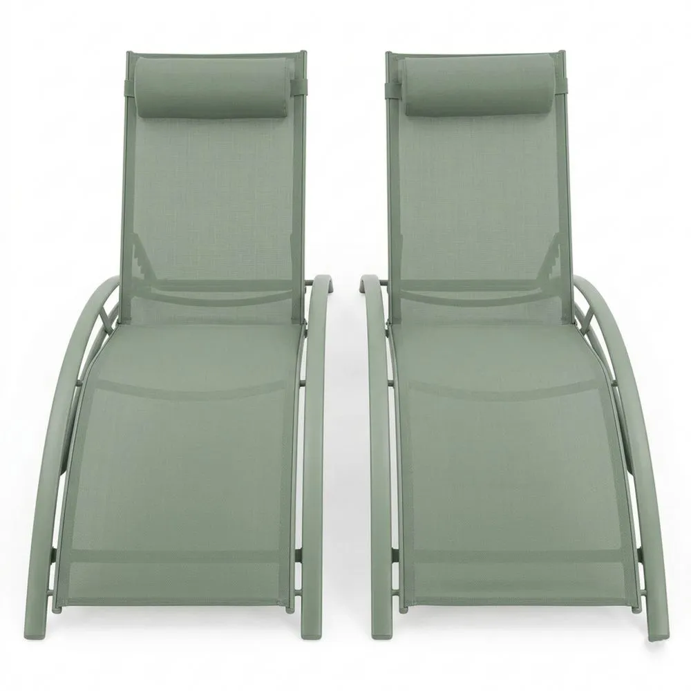 Juego de 2 tumbonas de textileno para exterior multiposición