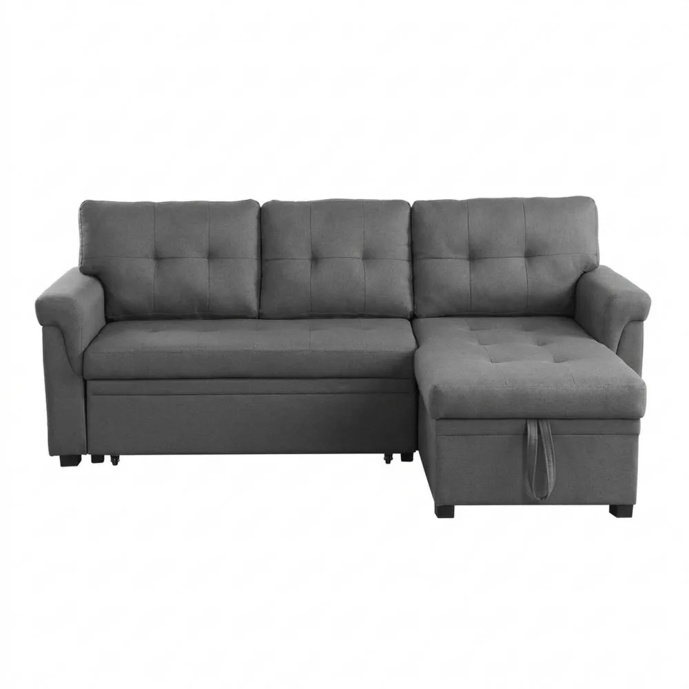 Sofá Esquinero Convertible y Reversible de Tela para 4 Personas en Gris Claro