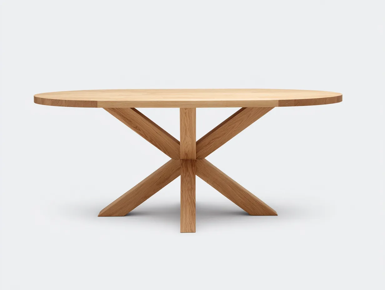 Tavolo da pranzo ovale in legno massello 200 x 100 x 75 cm - rovere naturale - per sala da pranzo - stile nordico contemporaneo-Haviainest