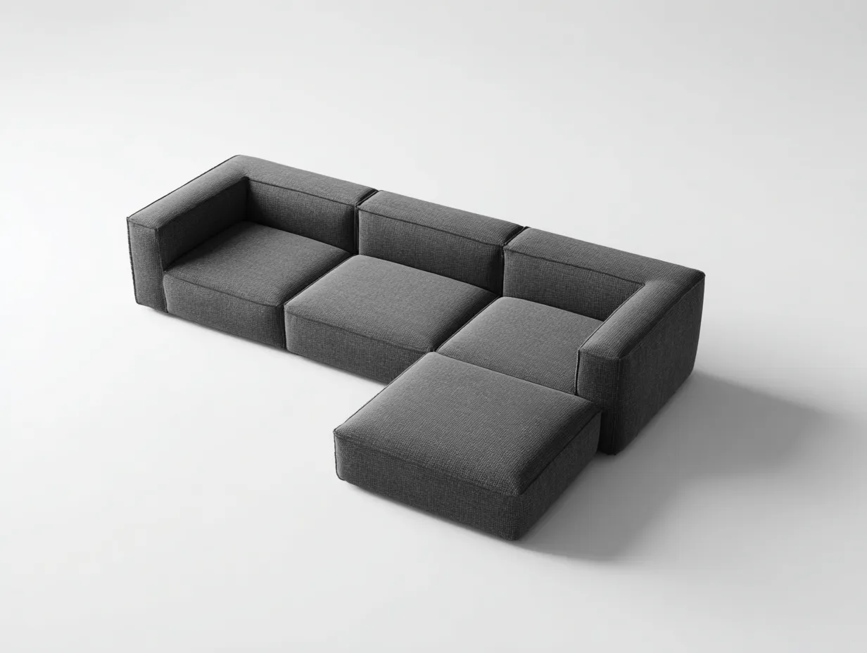 Divano angolare modulare in tessuto 286 x 162 x 70 cm - antracite - profilo basso con sedute profonde e composizione essenziale-Haviainest