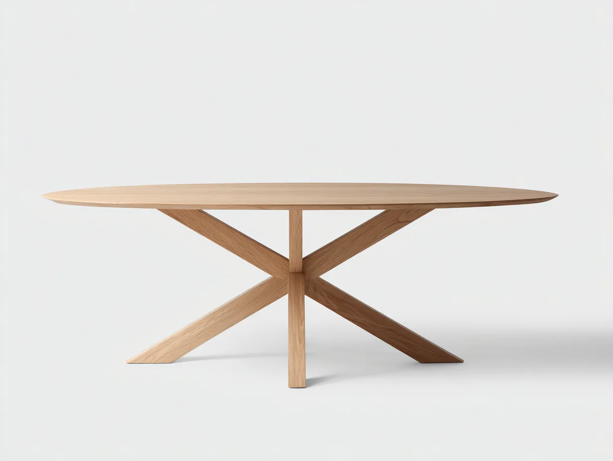 Tavolo da pranzo ovale in legno 200 x 100 x 75 cm - rovere chiaro - per sala da pranzo - design minimal scandinavo-Haviainest
