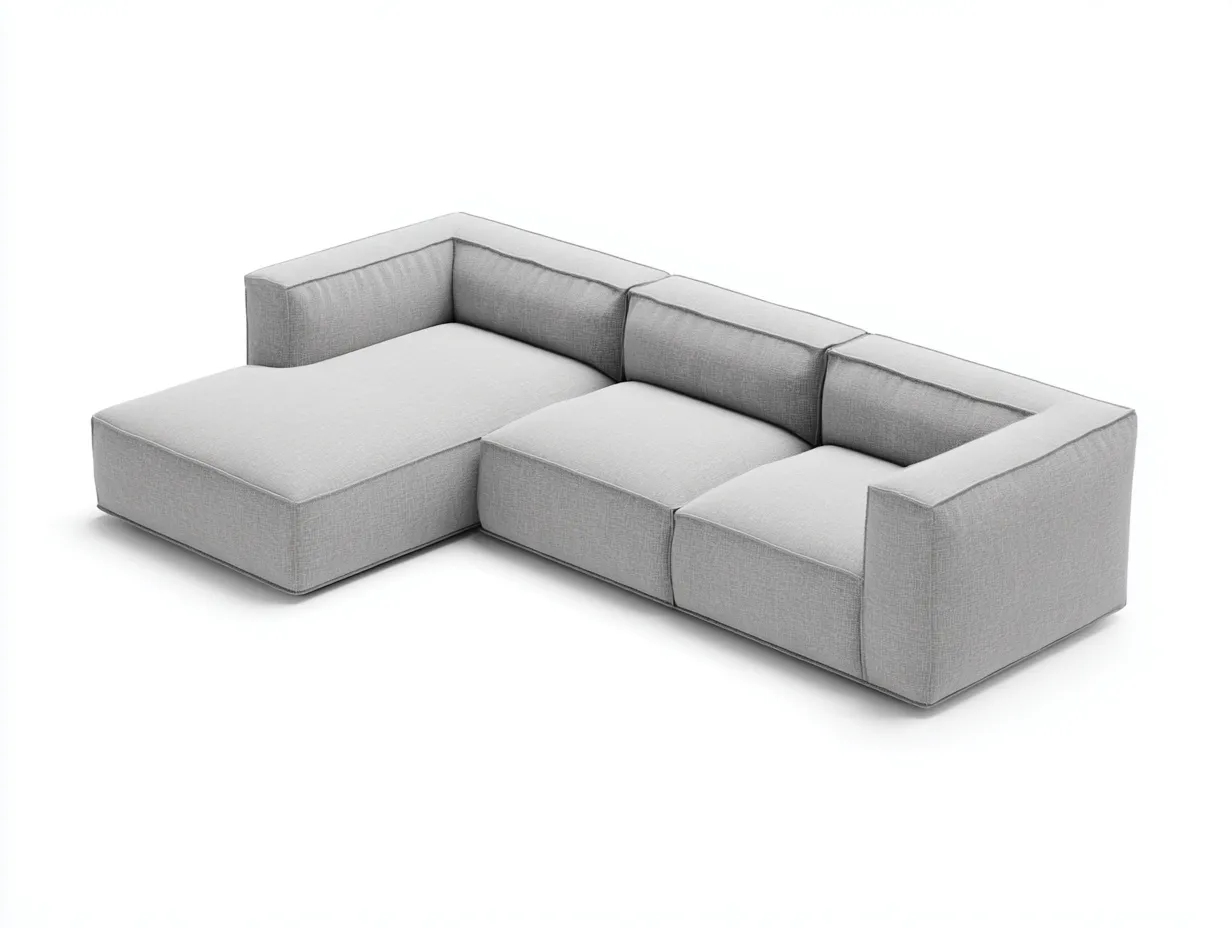 Divano angolare modulare in tessuto 274 x 168 x 72 cm - grigio ghiaccio - design essenziale con sedute profonde-Haviainest