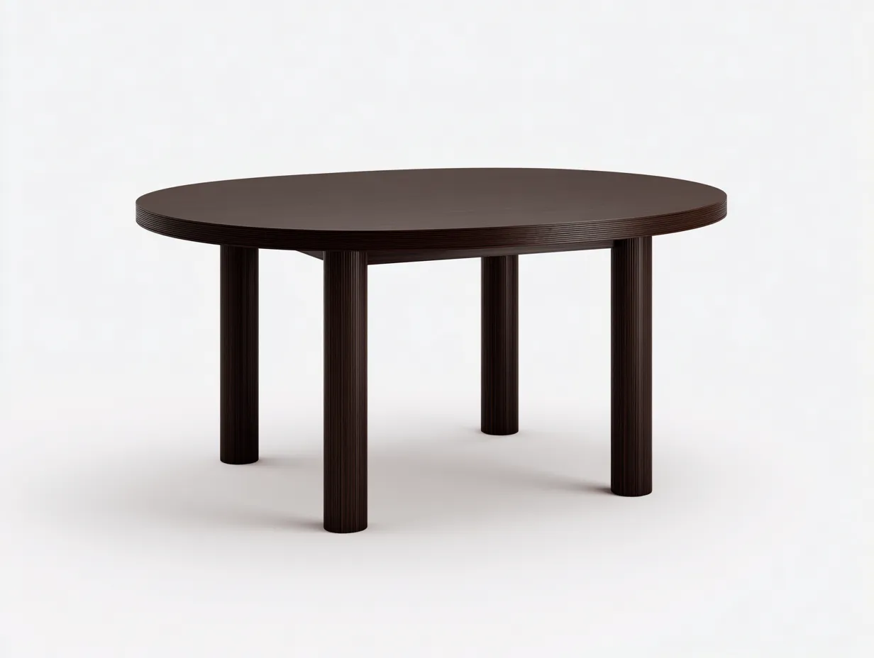 Tavolo da pranzo rotondo in legno 145 x 145 x 75 cm - ebano scuro - per sala da pranzo - stile moderno architettonico-Haviainest
