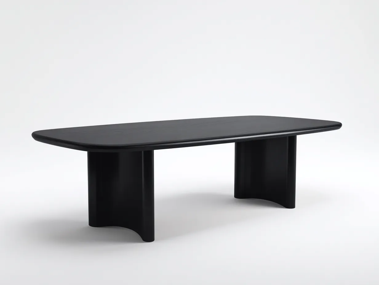 Tavolo da pranzo in legno 200 x 90 x 75 cm - nero opaco - per sala da pranzo - stile scultoreo moderno-Haviainest