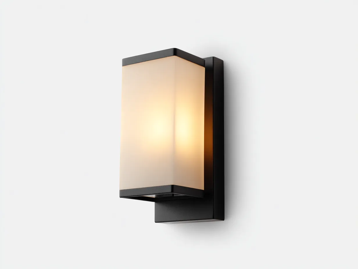 Applique rettangolare da parete per esterni in metallo 27 x 11 x 12 cm - nero opaco e bianco avorio - diffusore satinato con profilo lineare verticale-Haviainest