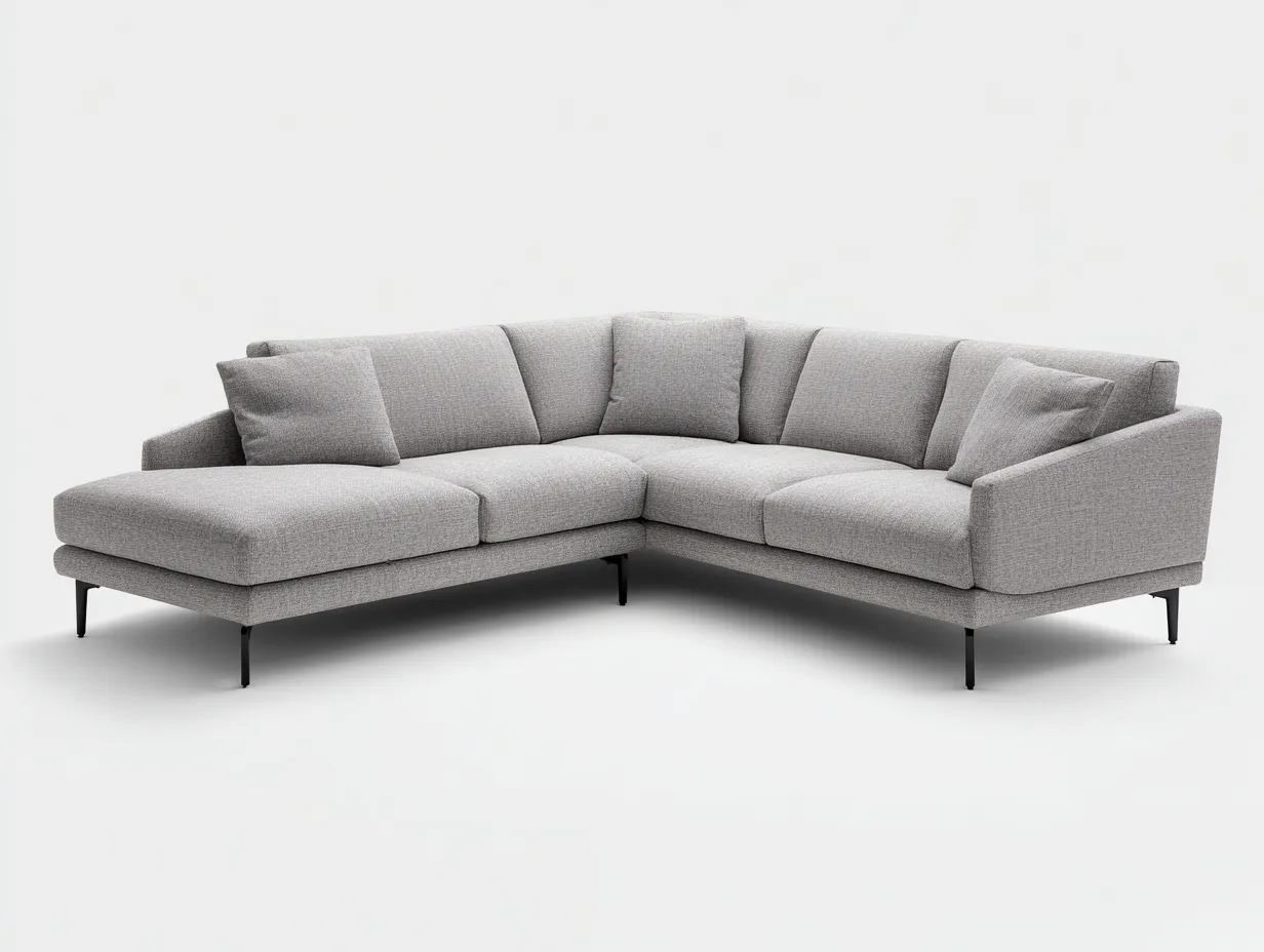 Divano angolare moderno in tessuto 268 x 168 x 82 cm - grigio chiaro e nero - composizione avvolgente con sedute ampie-Haviainest