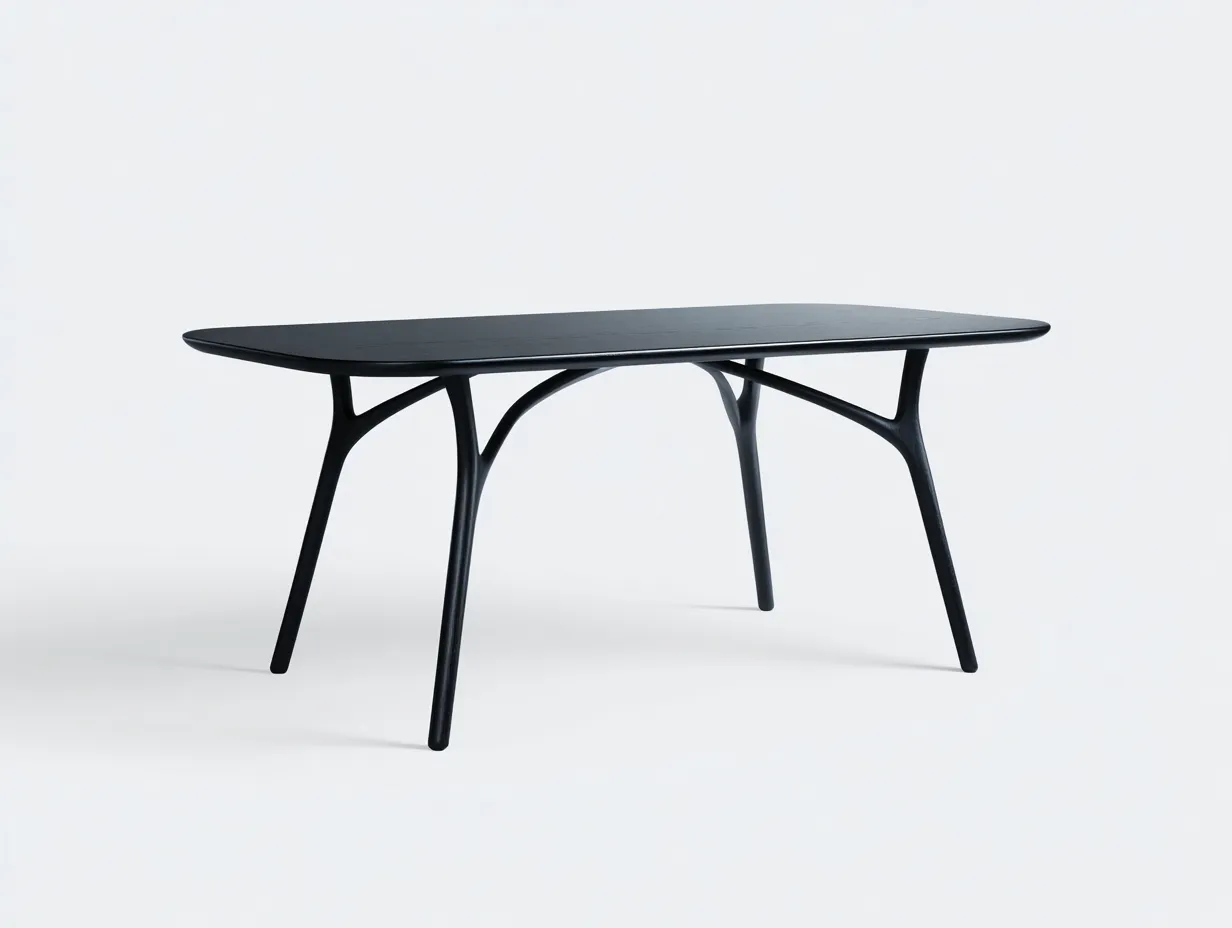 Tavolo da pranzo in legno 180 x 85 x 75 cm - nero opaco - per sala da pranzo e cucina - design scultoreo contemporaneo-Haviainest