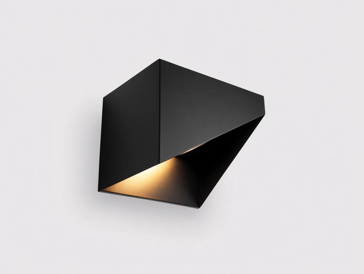 Applique da parete per esterni in metallo 17 x 12 x 11 cm - nero ossidiana - struttura inclinata con luce indiretta schermata-Haviainest