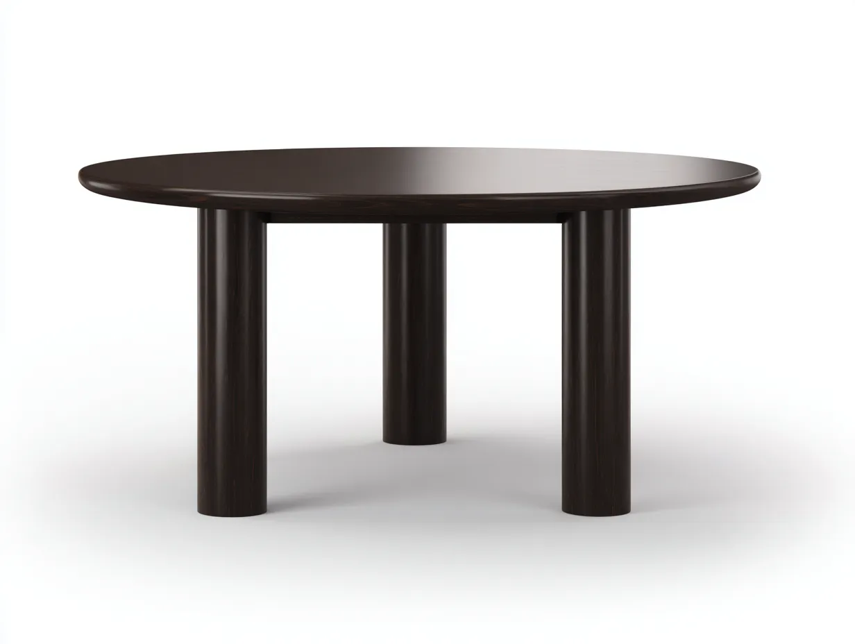 Tavolo da pranzo rotondo in legno 140 x 140 x 75 cm - noce scuro - per sala da pranzo - stile moderno scultoreo-Haviainest