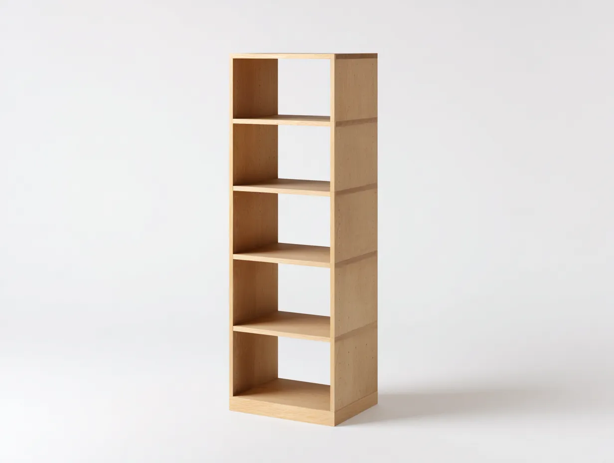 Libreria alta a giorno in legno 48 x 30 x 185 cm - acero chiaro - per soggiorno - stile moderno essenziale