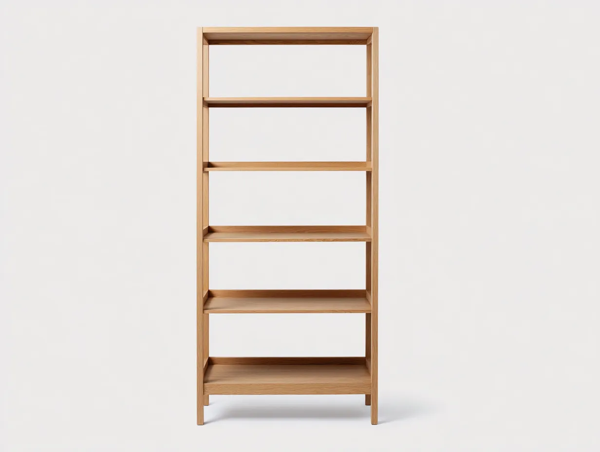 Libreria aperta in legno con 5 ripiani 54 x 33 x 186 cm - rovere chiaro - per soggiorno - stile moderno naturale