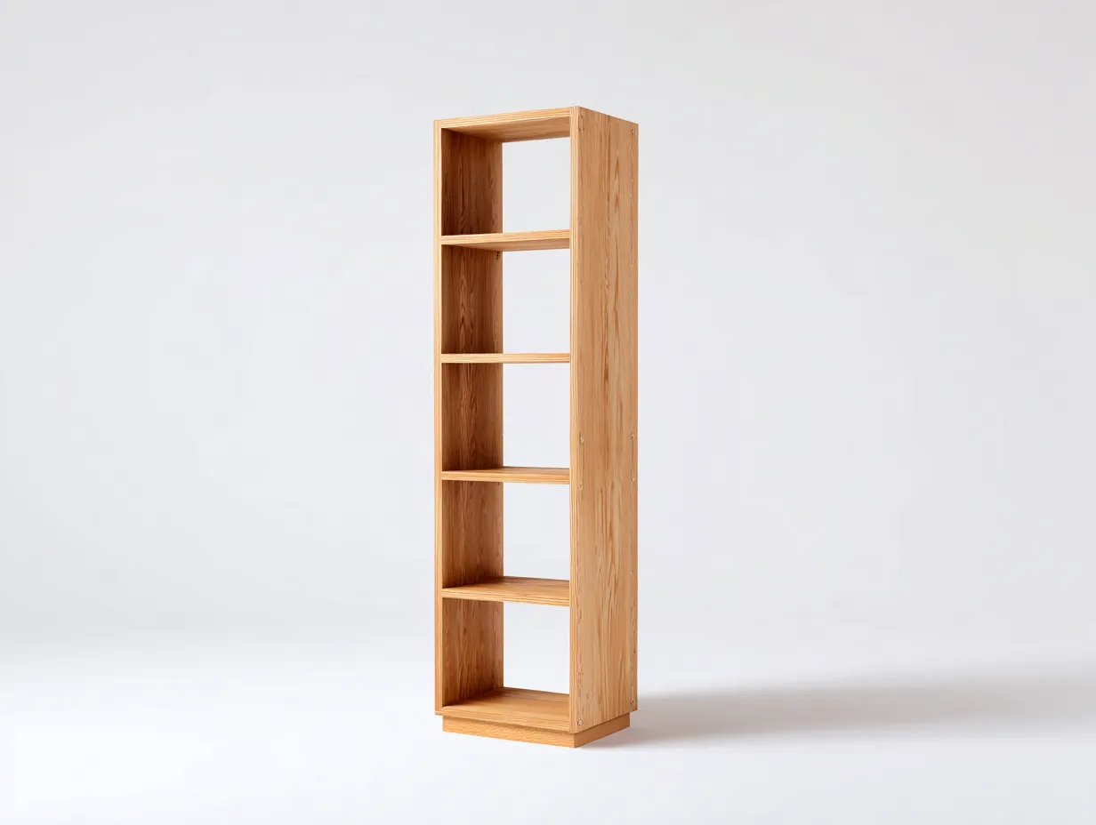 Libreria verticale a giorno in legno 46 x 29 x 195 cm - rovere dorato - stile moderno lineare
