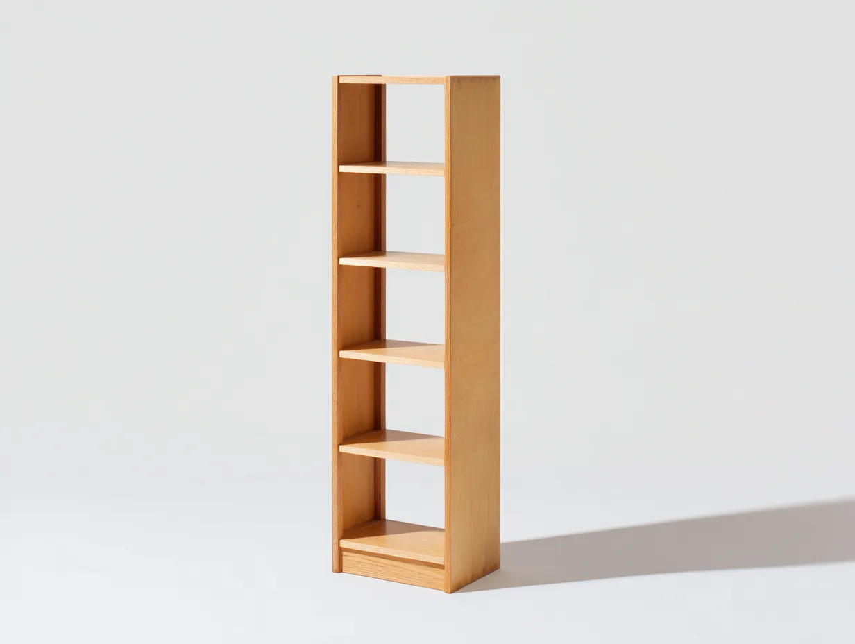 Libreria stretta in legno con ripiani aperti 45 x 28 x 190 cm - rovere miele - per soggiorno - stile verticale essenziale