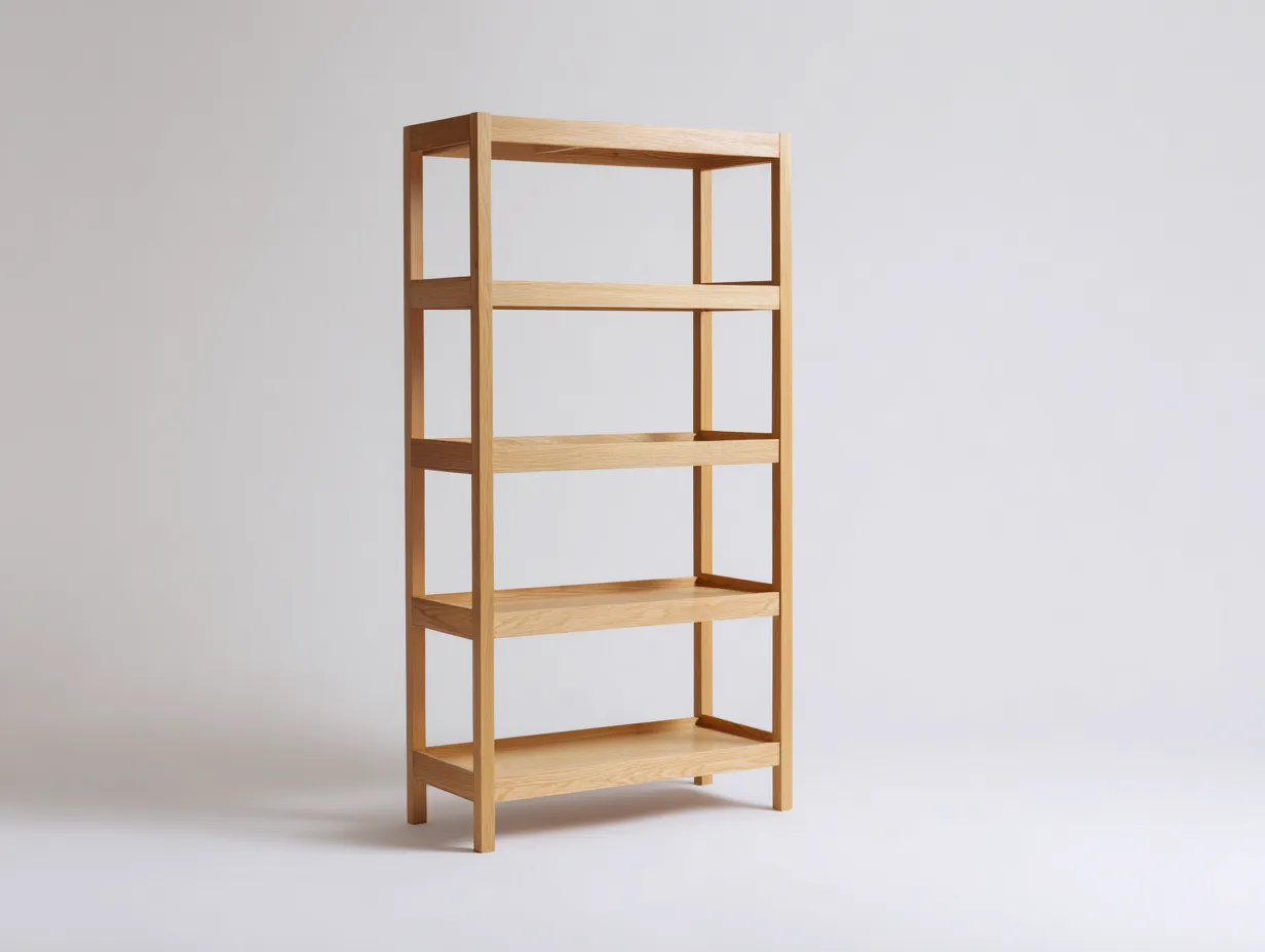 Libreria in legno con ripiani aperti 82 x 34 x 178 cm - rovere naturale - per soggiorno - stile contemporaneo essenziale