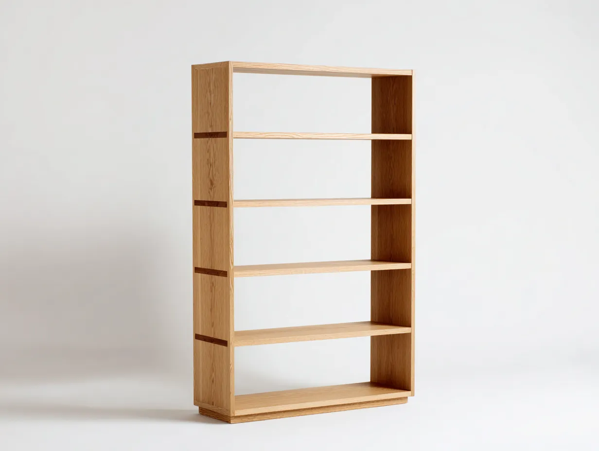 Libreria moderna in legno con 5 ripiani aperti 88 x 32 x 180 cm - rovere chiaro - stile lineare contemporaneo