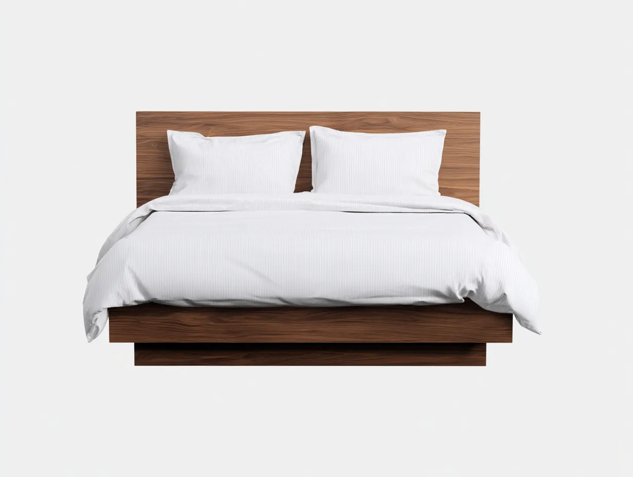 Letto matrimoniale in legno effetto noce 200 x 160 x 110 cm - noce classico - struttura lineare con testiera ampia e base rientrante