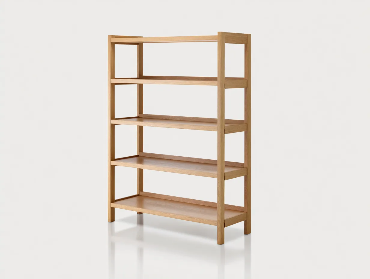 Libreria a giorno in legno 90 x 36 x 175 cm - rovere miele - per soggiorno - stile nordico moderno