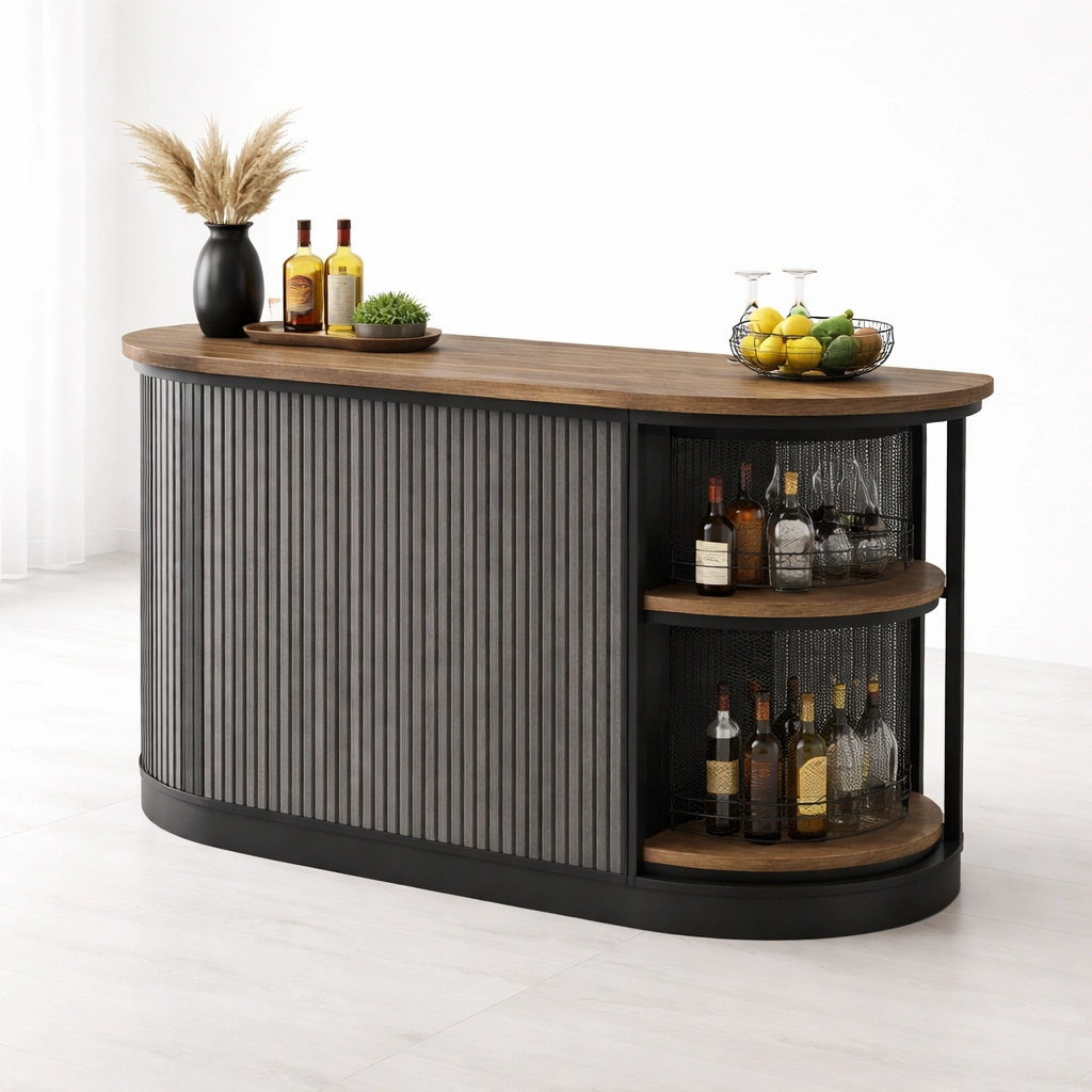 Hausbar Theke rund mit Regalfach modern-Qavellor