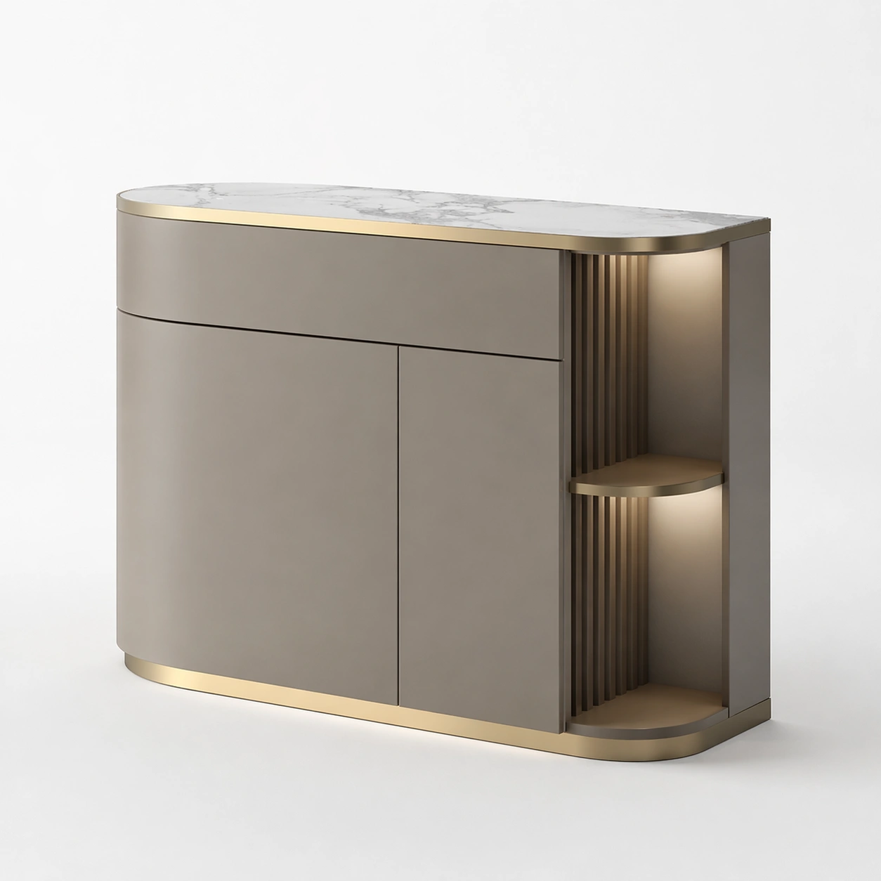 Sideboard modern mit LED und offenen Faechern-Qavellor
