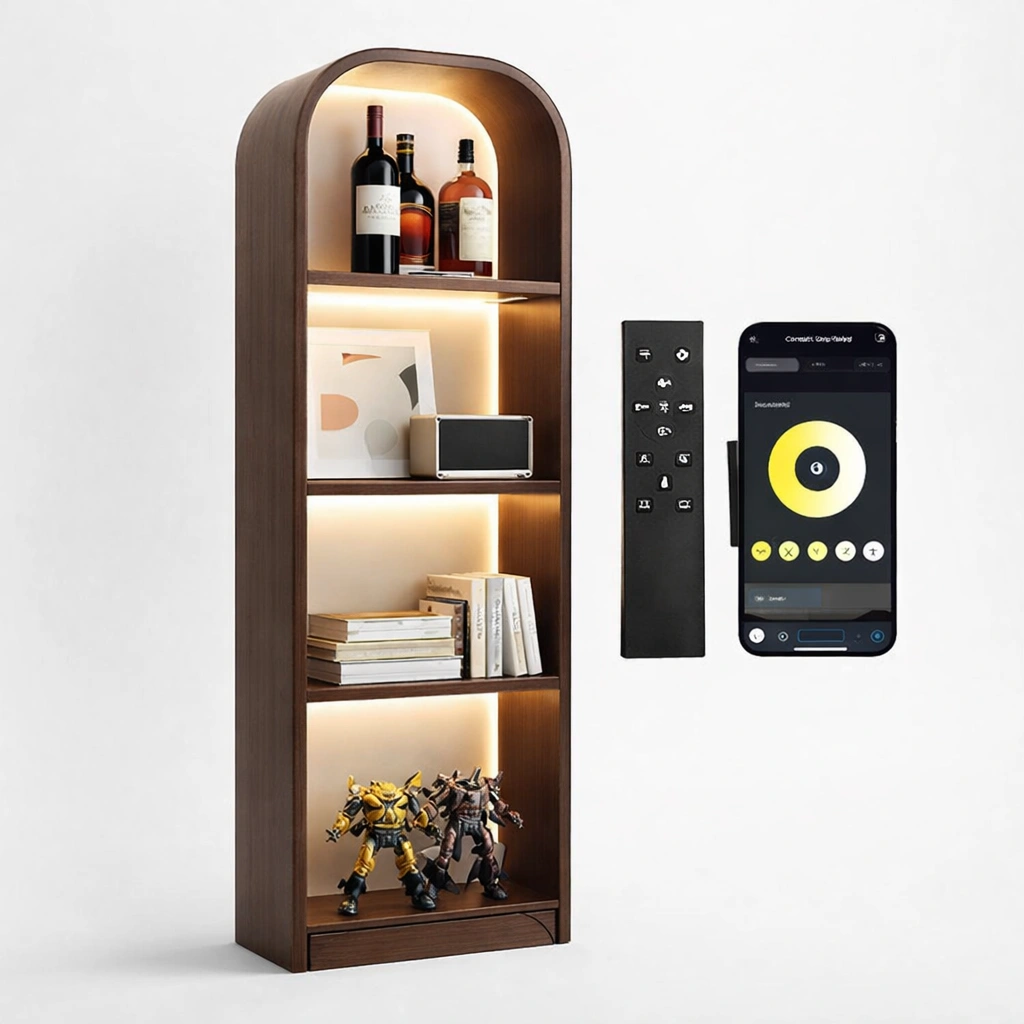 Regal mit LED Beleuchtung Holz Dunkelbraun-Qavellor