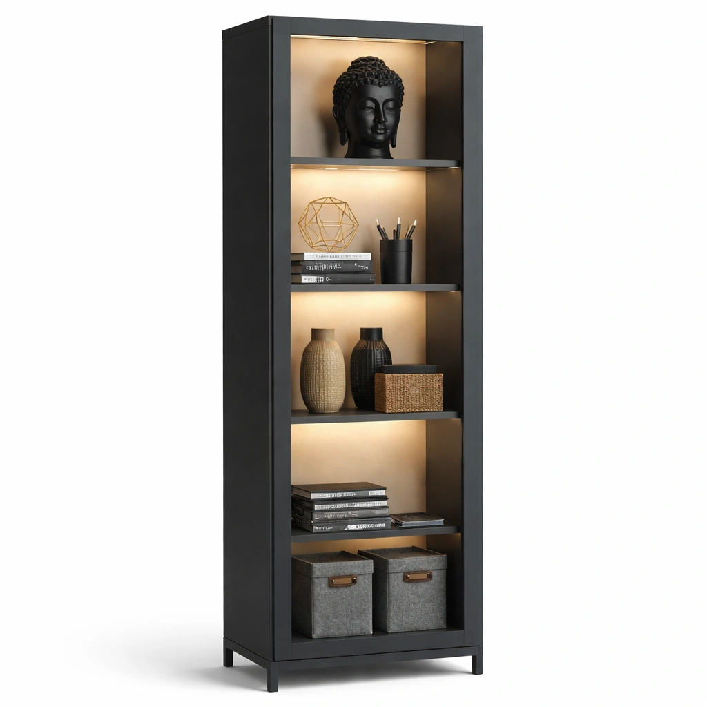 Regal Standregal mit LED Schwarz-Qavellor