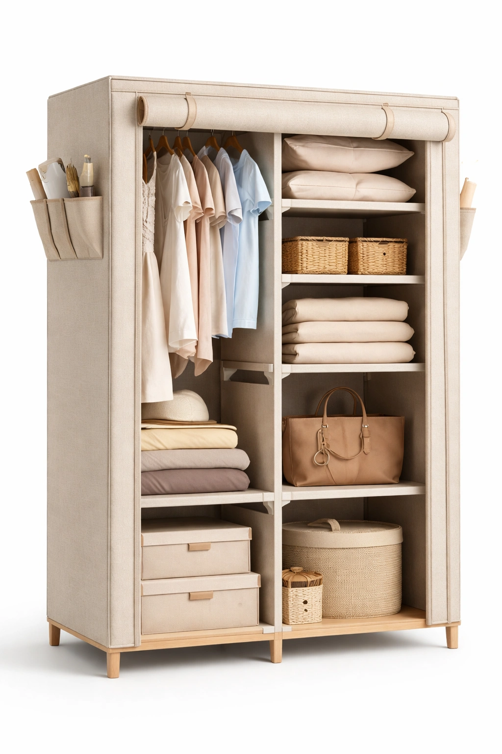 Kleiderschrank Stoff mit Regalen modern-Qavellor