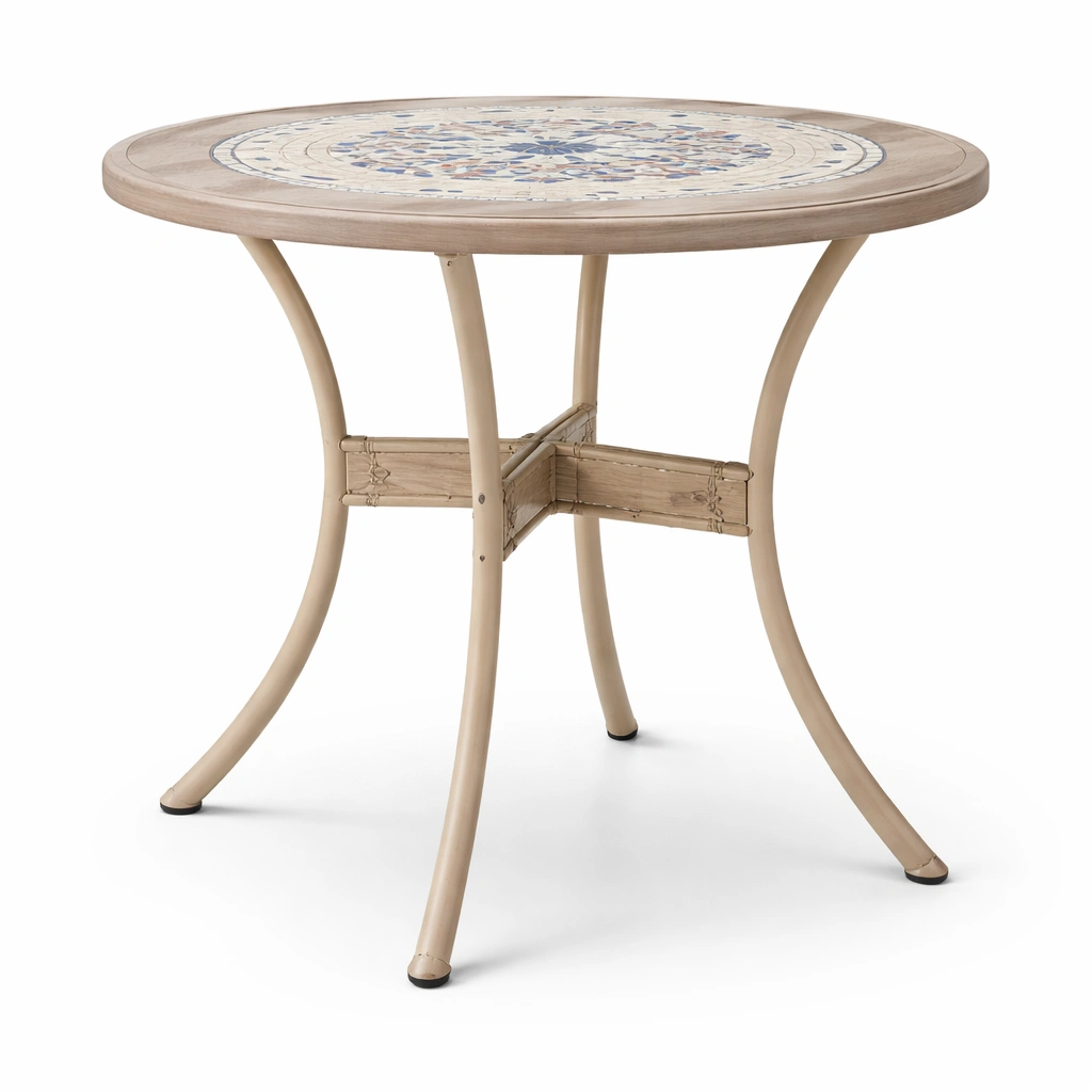 Esstisch rund mit Mosaikplatte Gartenstil-Qavellor