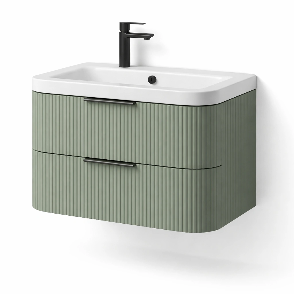 Badezimmer Waschtisch haengend geriffelt modern-Qavellor